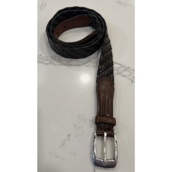 Brighton Other - Brighton Brown & Black Leather Braided Belt P4100 Croc Embossed Mens Sz 40